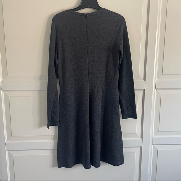 New! Vince Dark Gray Modal Blend Long Sleeve A-Line Midi Dress 20460 - Picture 3 of 9